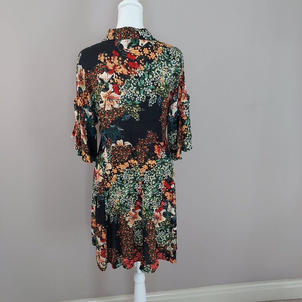 Zara Basic Z1975 Denim Short Flutter Sleeves Butt… - image 3